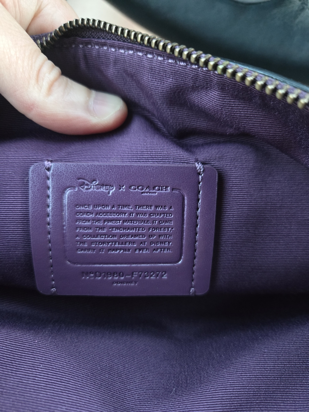 Coach Purple Leather Cosmetic Pouch with Embossed Disney Patch